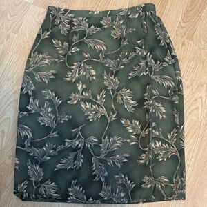 Worthington Green Leaf Print Wrap Over MidiSkirt